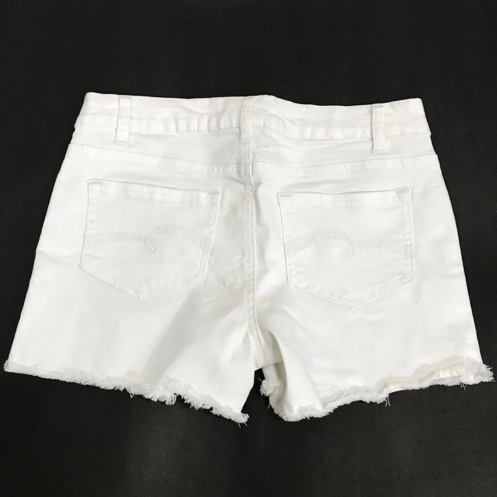 Justice White Denim Raw Hem Shorts Size 16